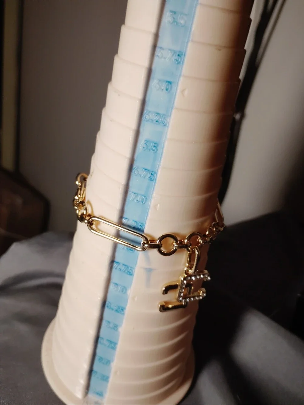 Chico's Gold Link Bracelet with Dangle Logo Charm